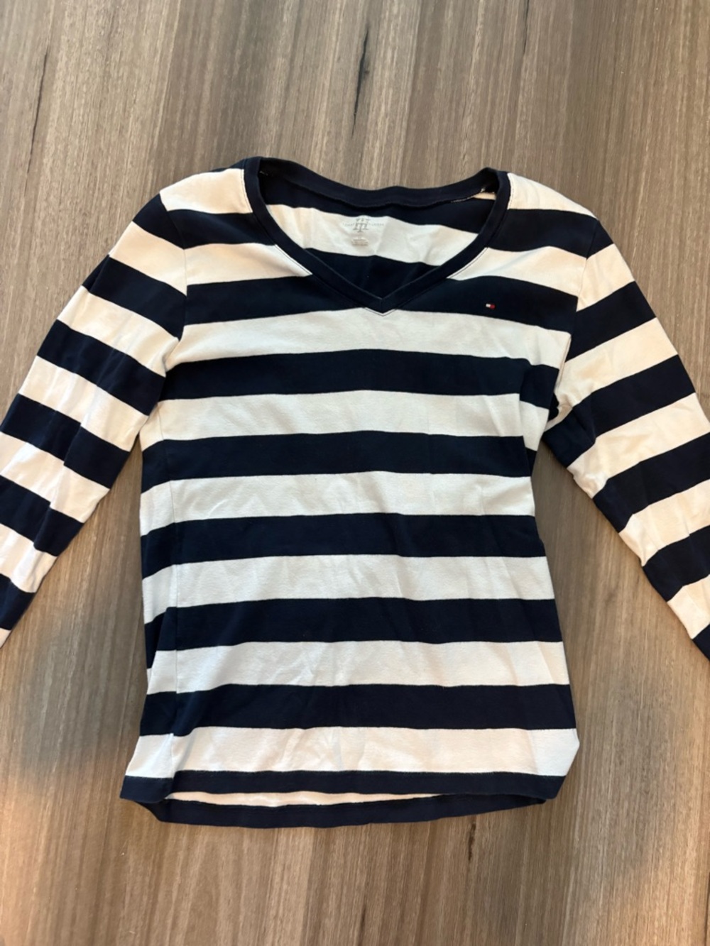 Tommy Hilfiger Navy & White Striped V-Neck